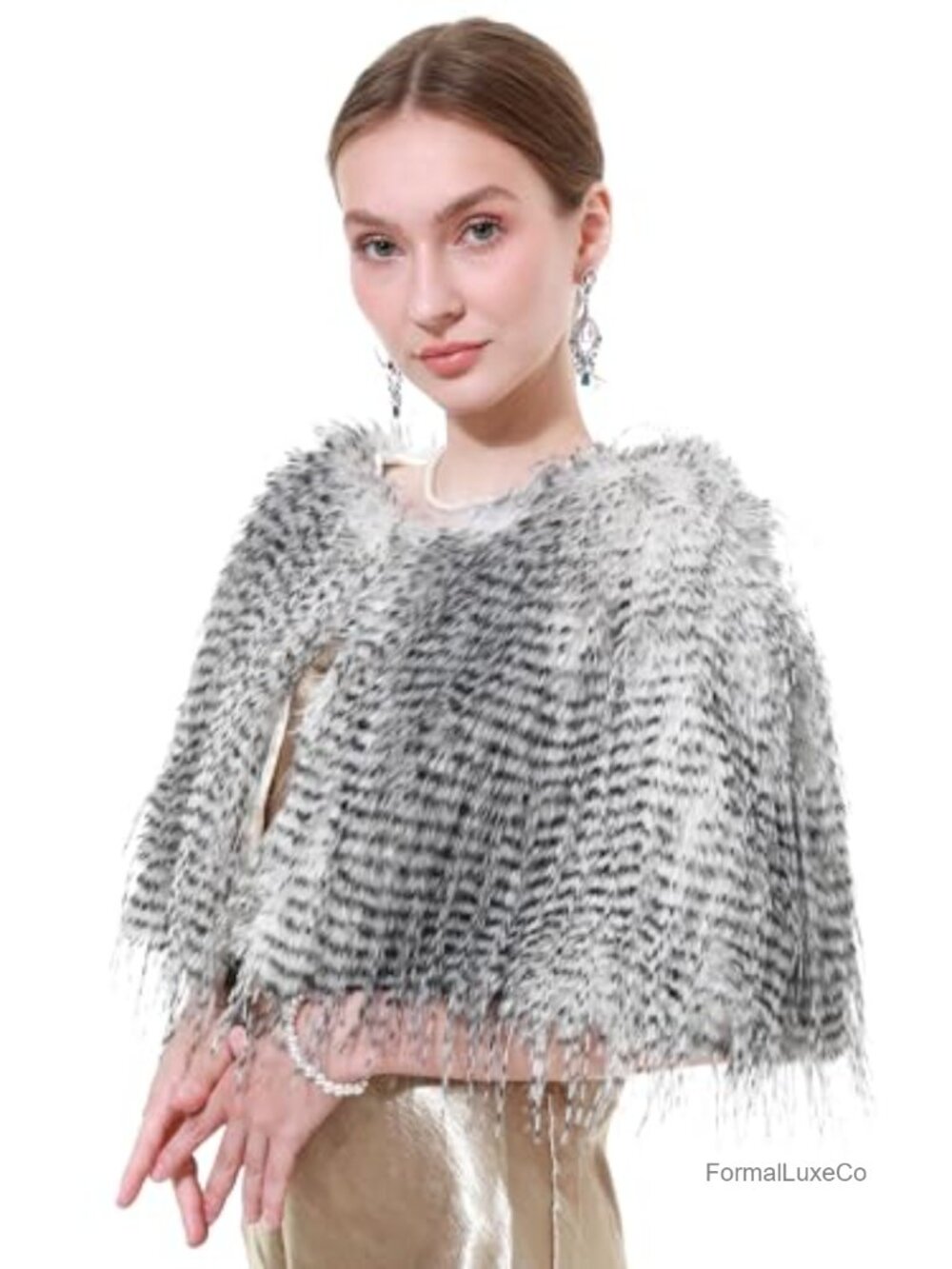 Faux Fur Wrap Shawl Warm Cape for Winter Party Wedding